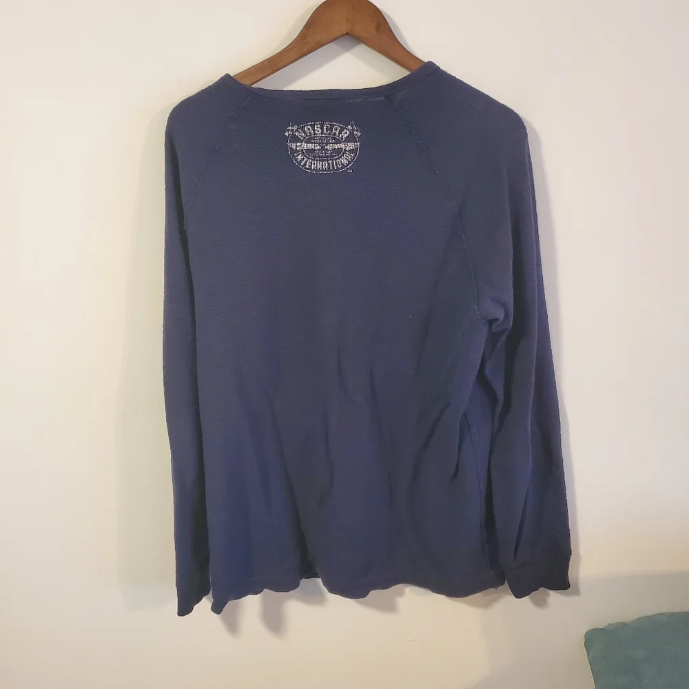 Lucky brand Nascar International long sleeve thermal tee size XL blue red - Picture 10 of 13